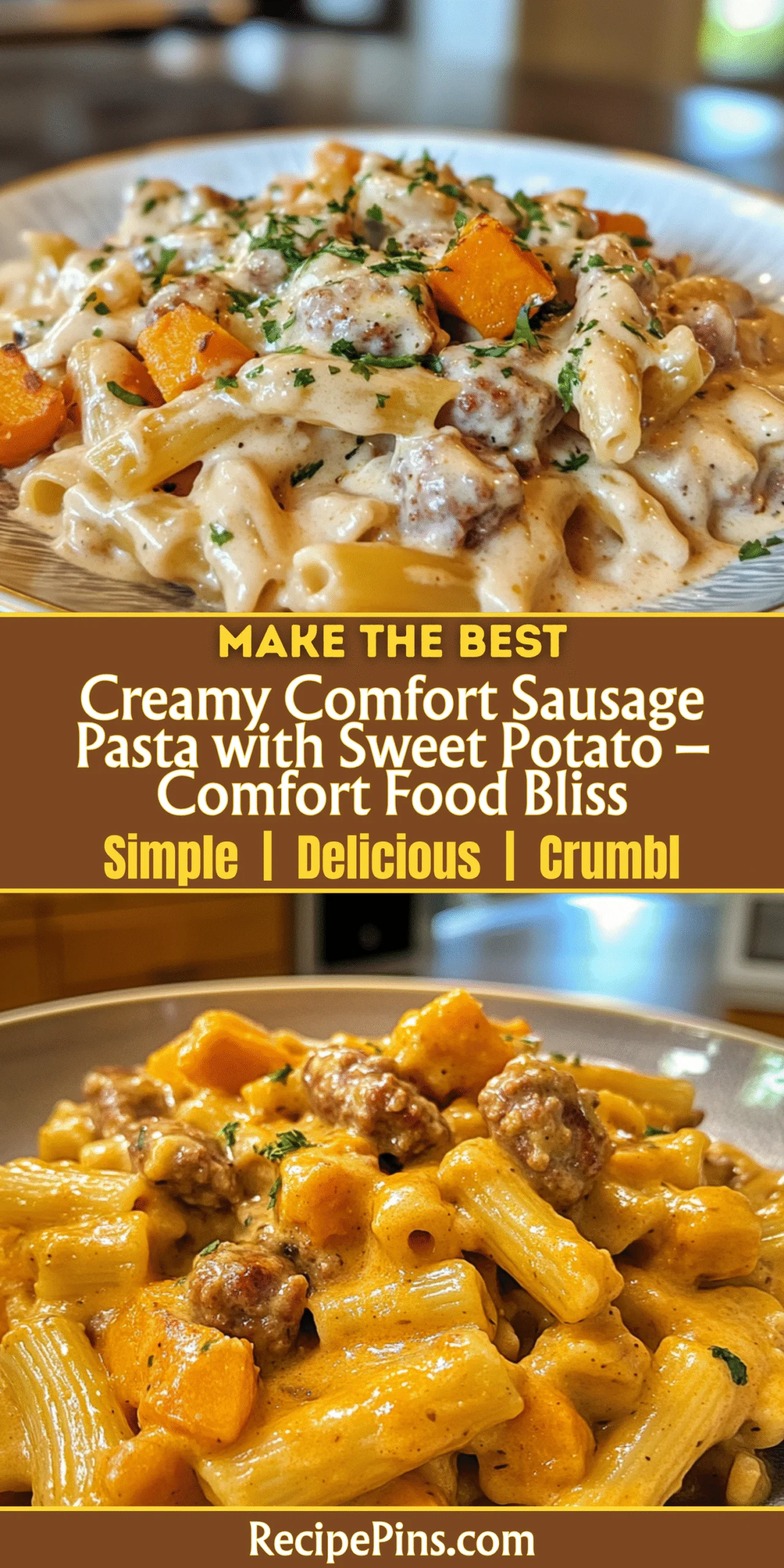 Creamy Comfort Sausage Pasta with Sweet Potato – Comfort Food Bliss