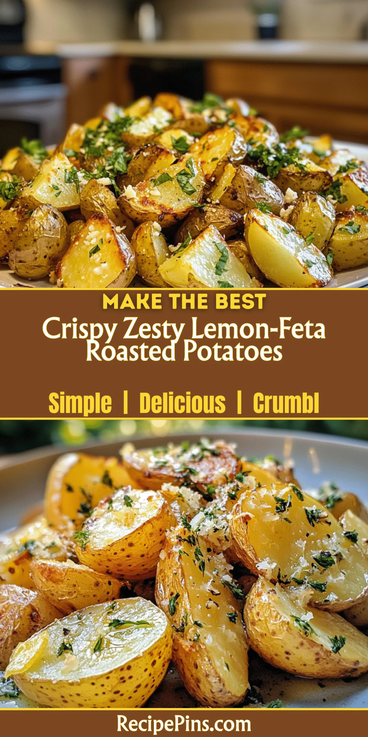 Crispy Zesty Lemon-Feta Roasted Potatoes