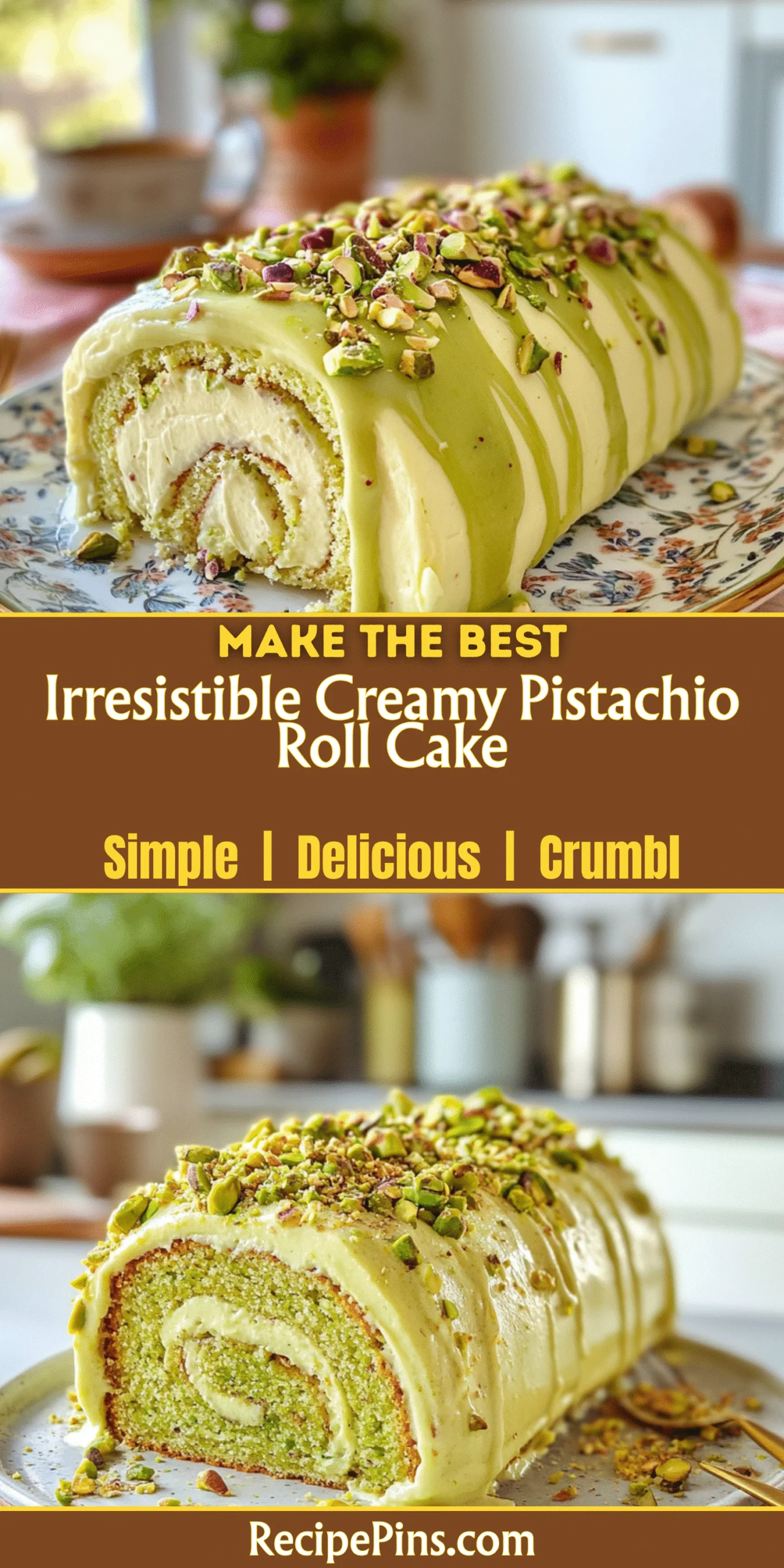 Irresistible Creamy Pistachio Roll Cake