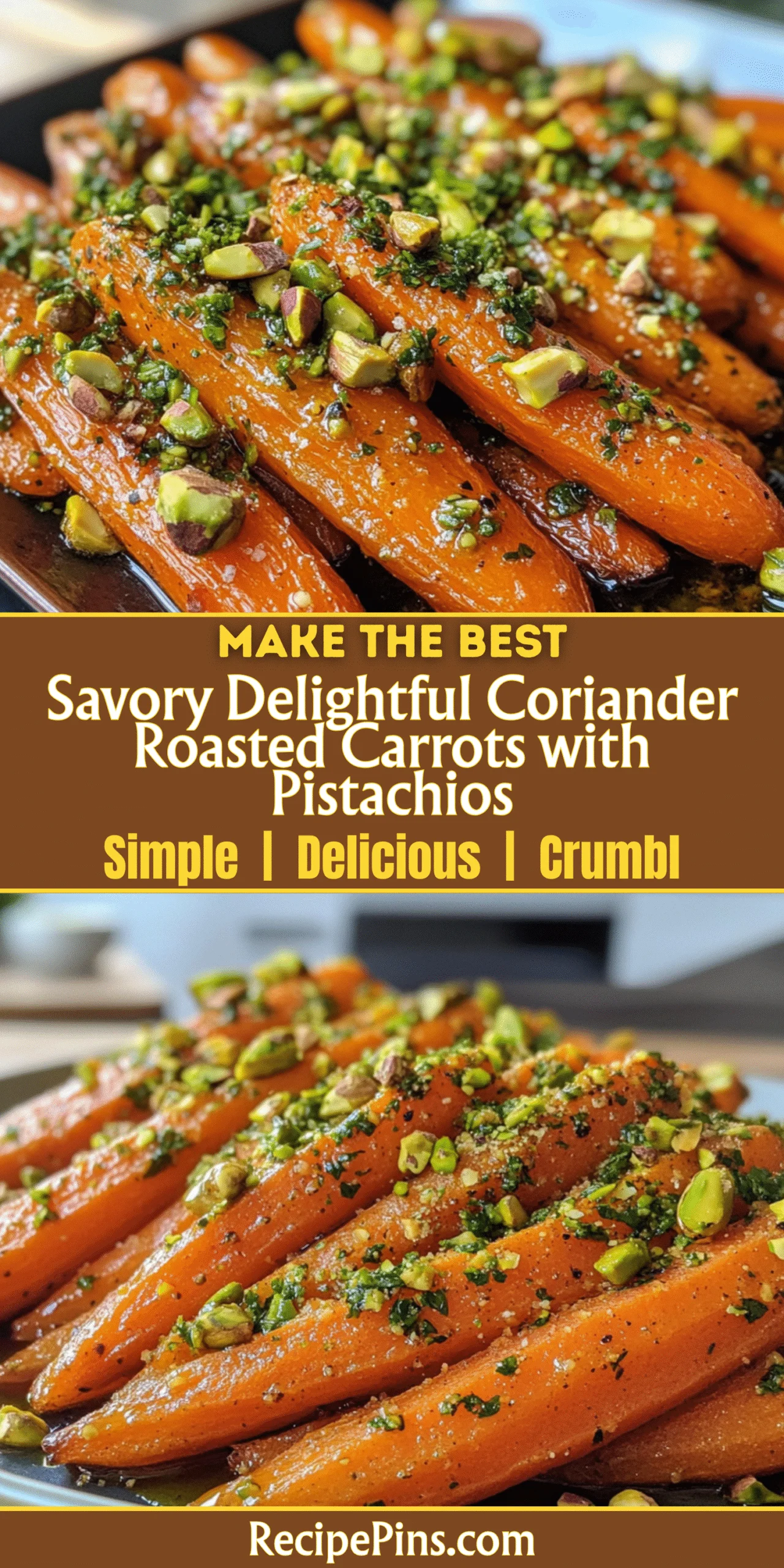 Savory Delightful Coriander Roasted Carrots with Pistachios