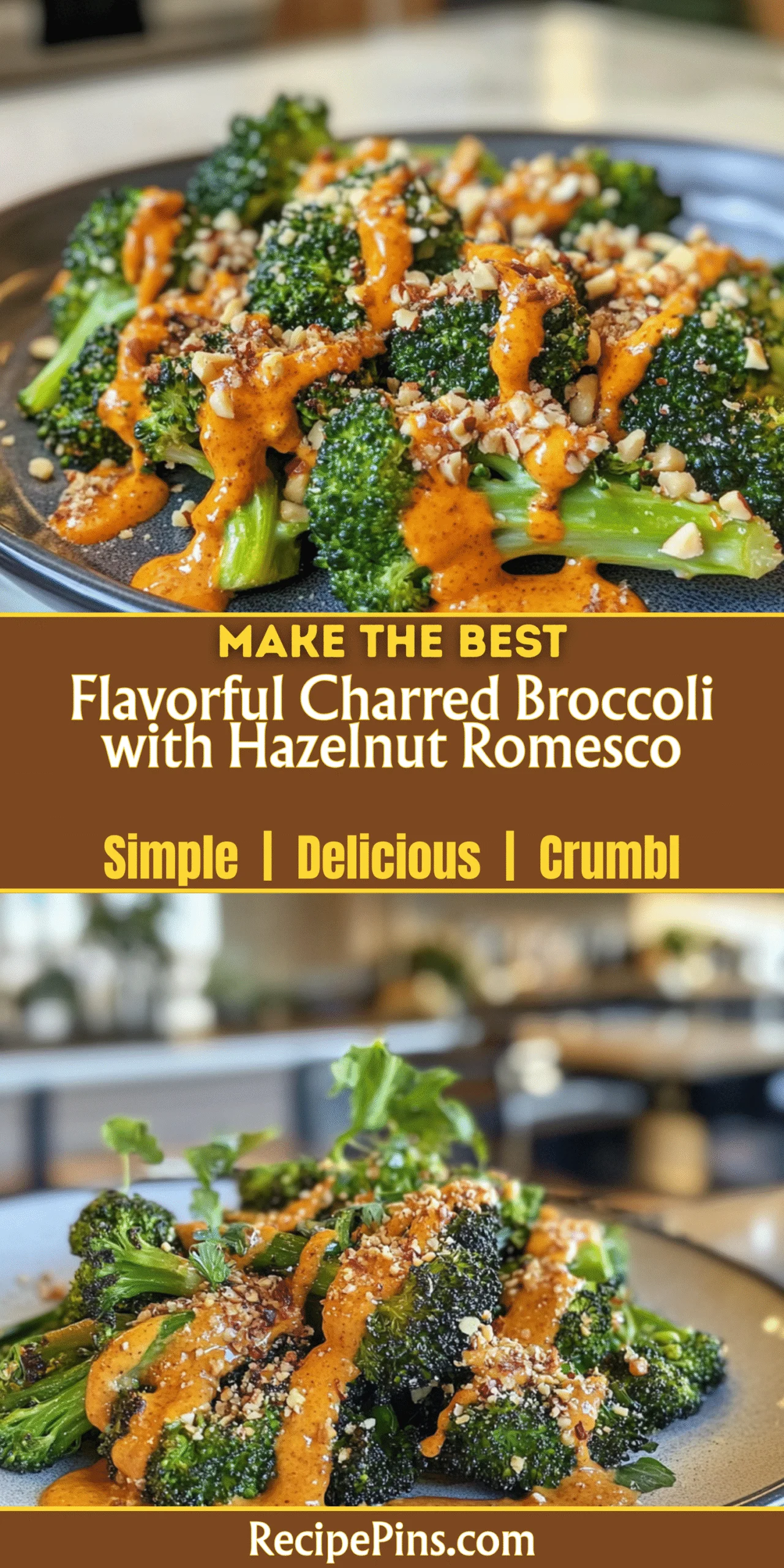Flavorful Charred Broccoli with Hazelnut Romesco