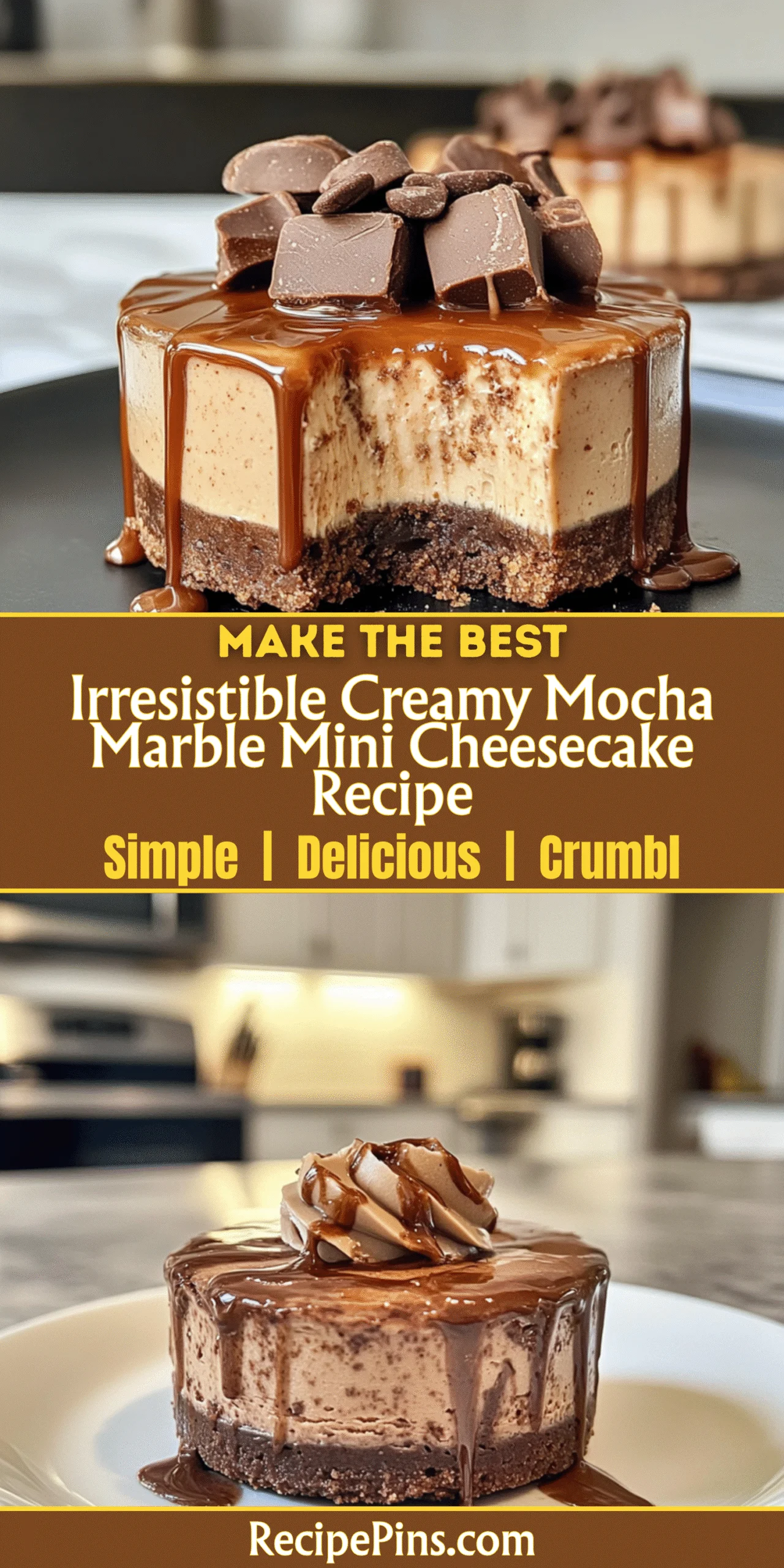 Irresistible Creamy Mocha Marble Mini Cheesecake Recipe