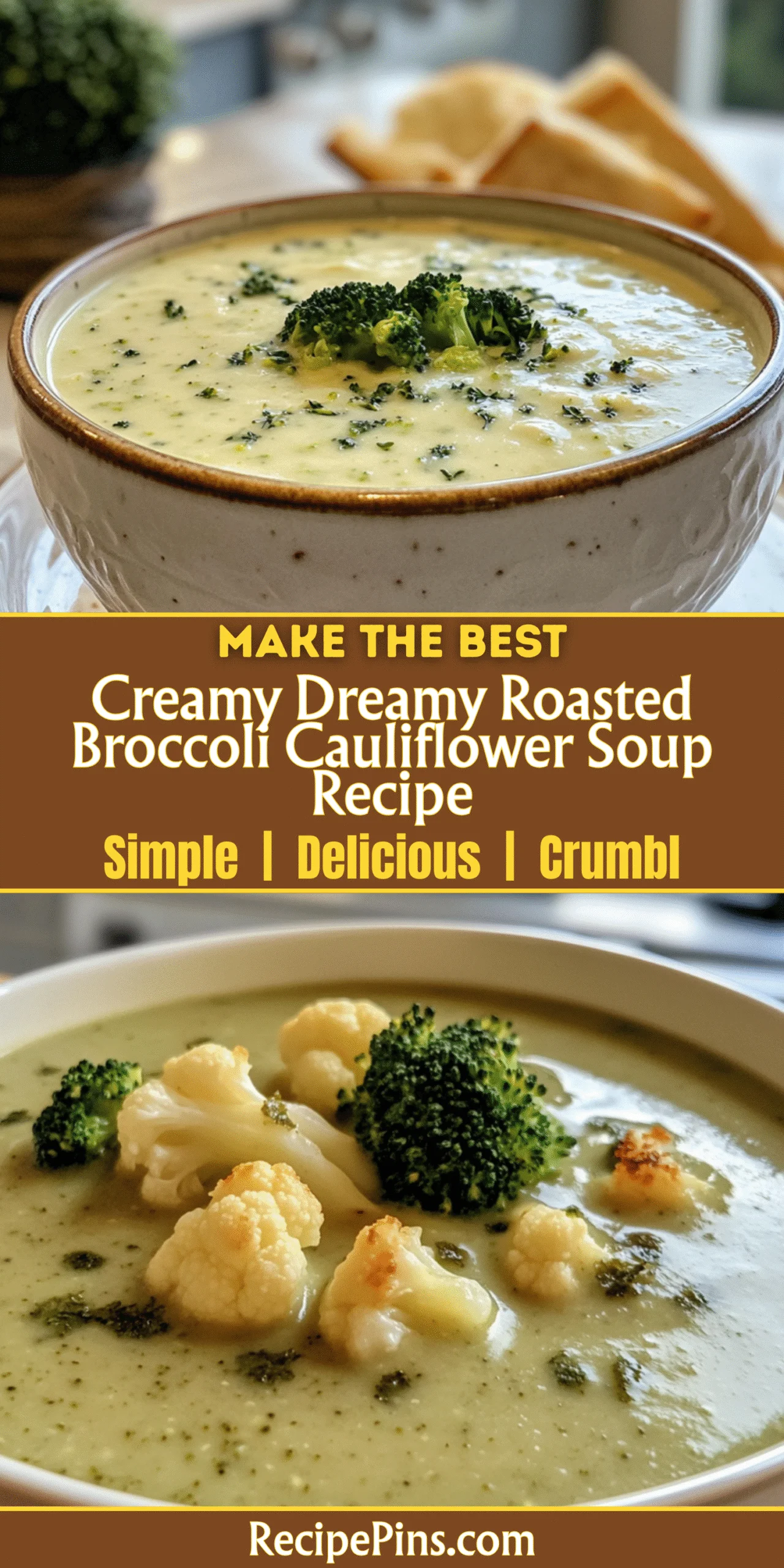 Creamy Dreamy Roasted Broccoli Cauliflower Soup Recipe