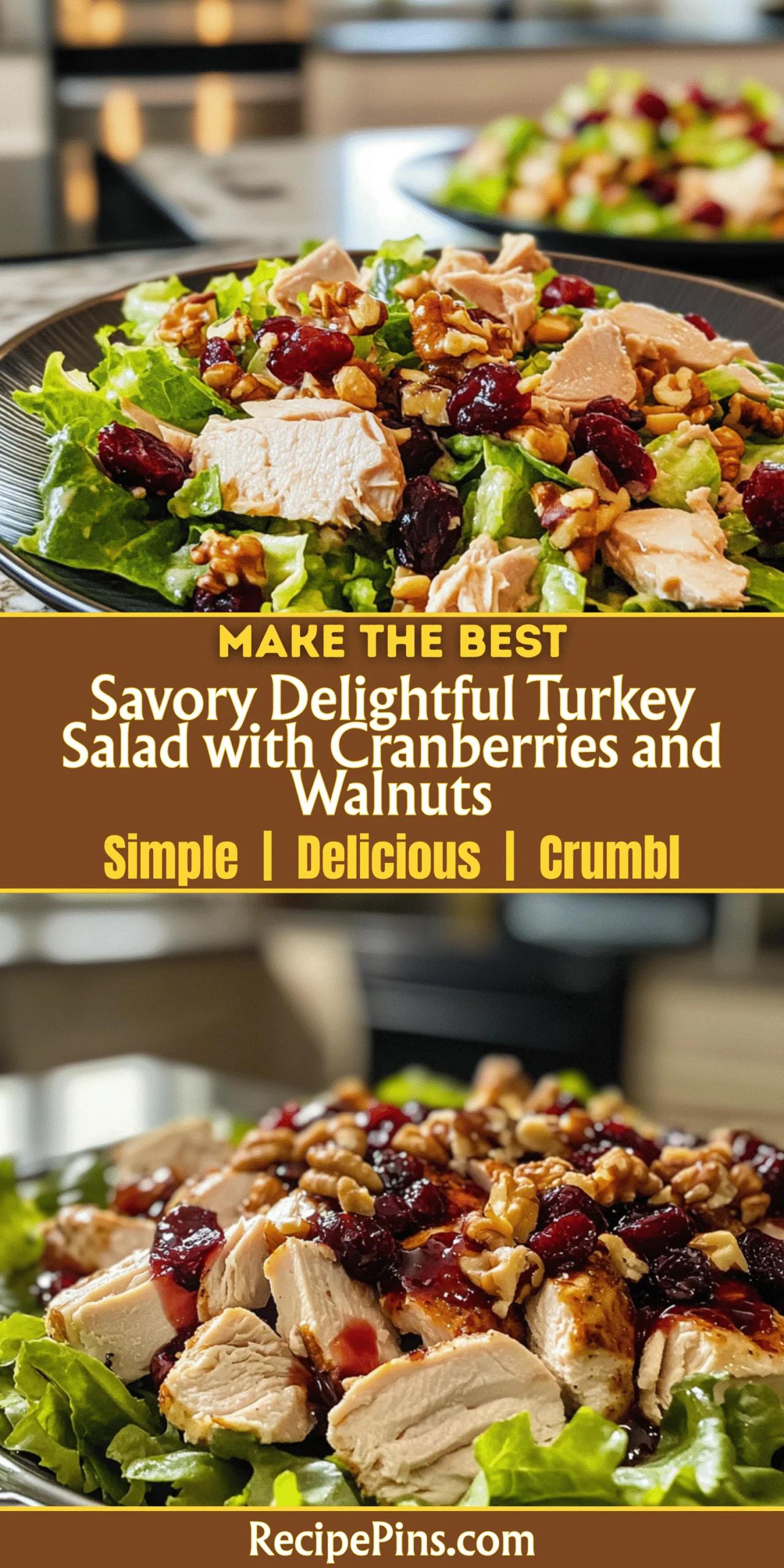 Savory Delightful Turkey Salad with Cranberries and Walnuts