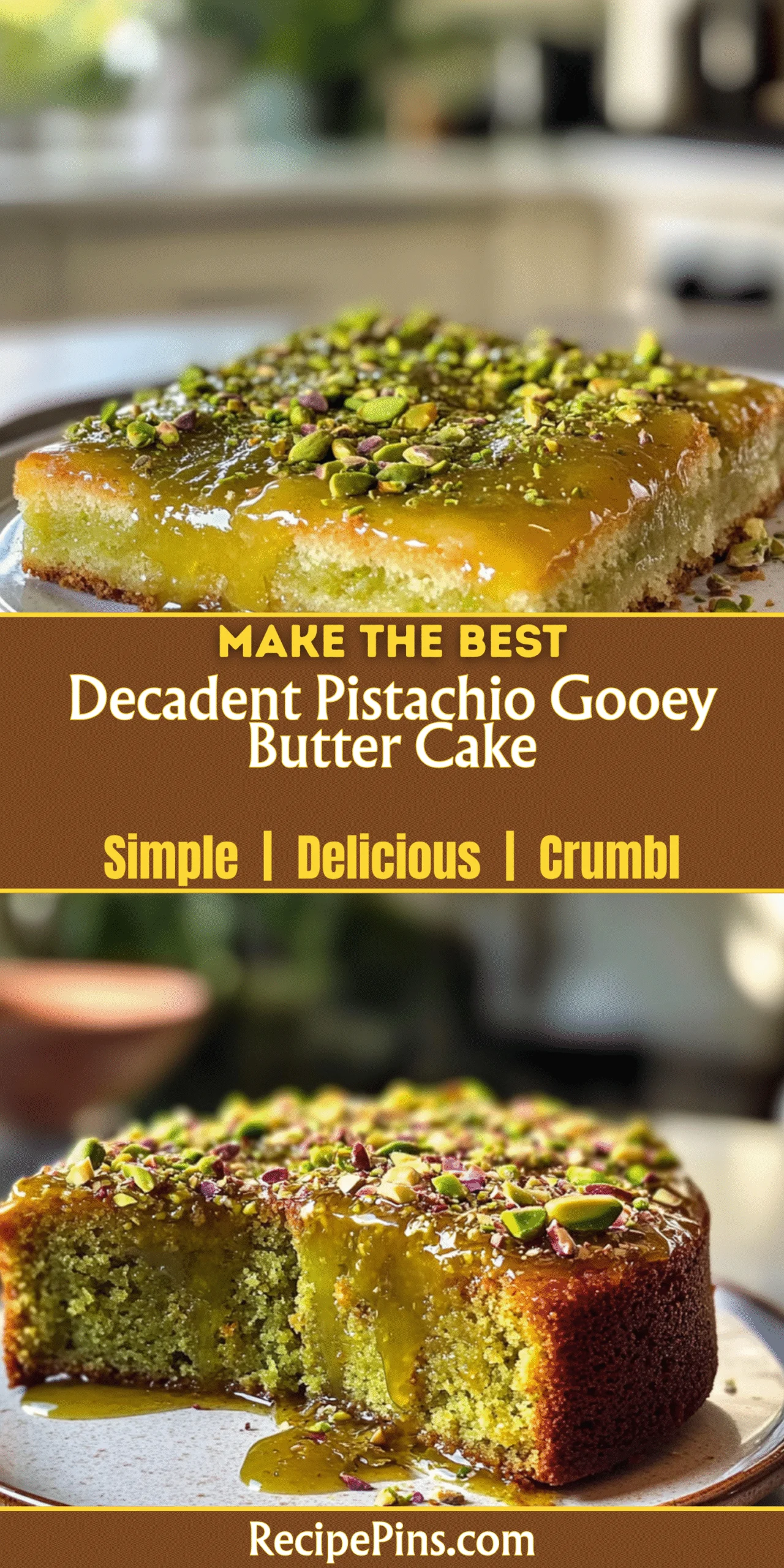 Decadent Pistachio Gooey Butter Cake