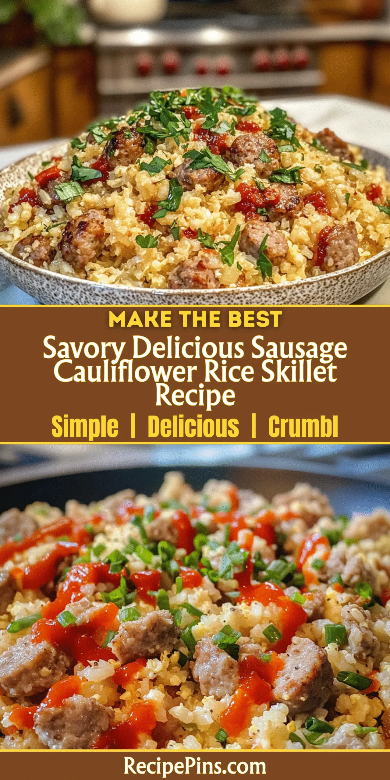 Savory Delicious Sausage Cauliflower Rice Skillet Recipe