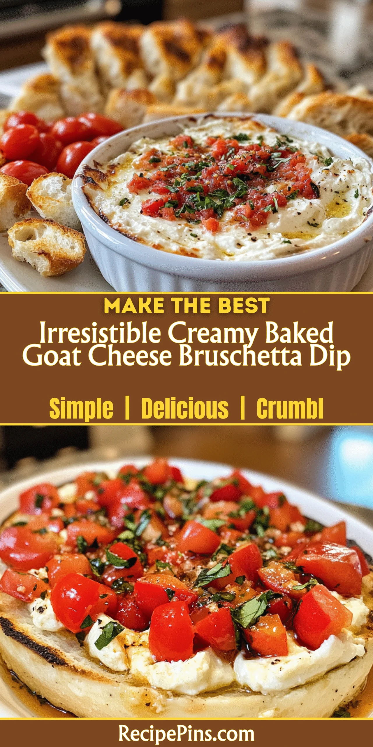 Irresistible Creamy Baked Goat Cheese Bruschetta Dip