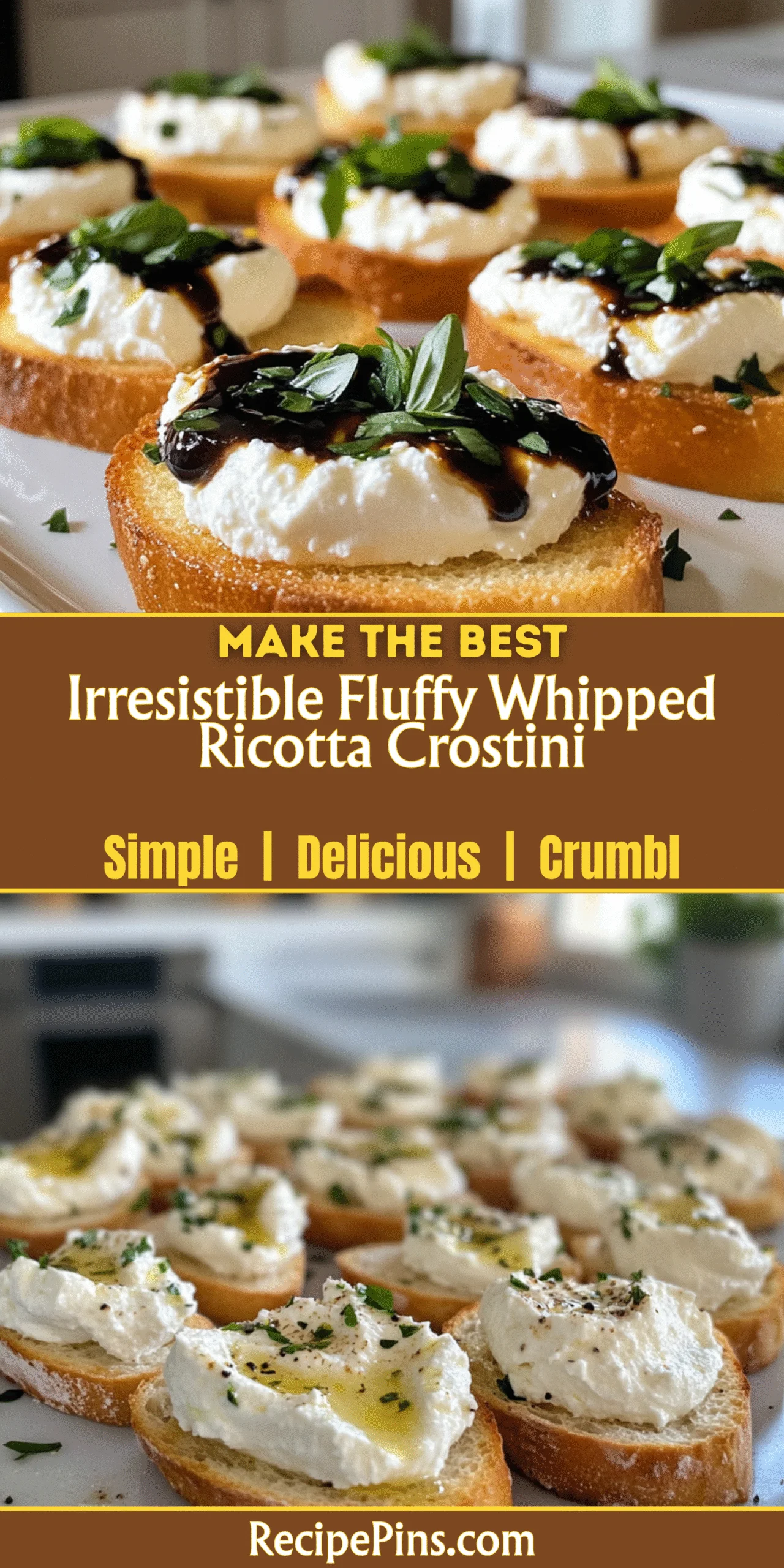 Irresistible Fluffy Whipped Ricotta Crostini