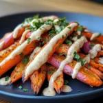 Irresistible Spiced Harissa Roasted Carrots with Creamy Tahini Sauce