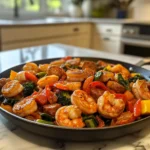 Savory Delicious Shrimp and Sausage Veggie Skillet Recipe