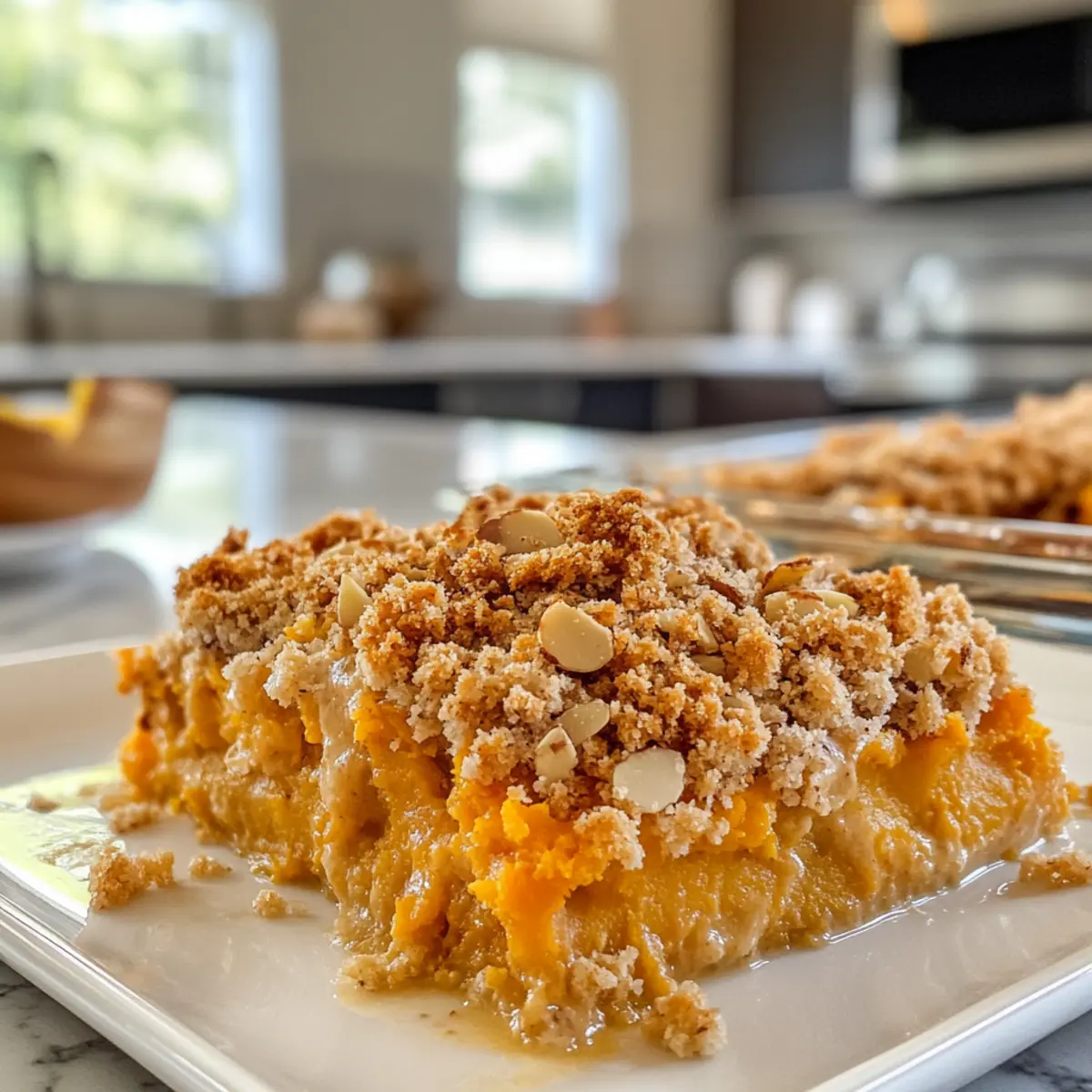 Irresistible Creamy Sweet Potato Casserole with Almond Streusel