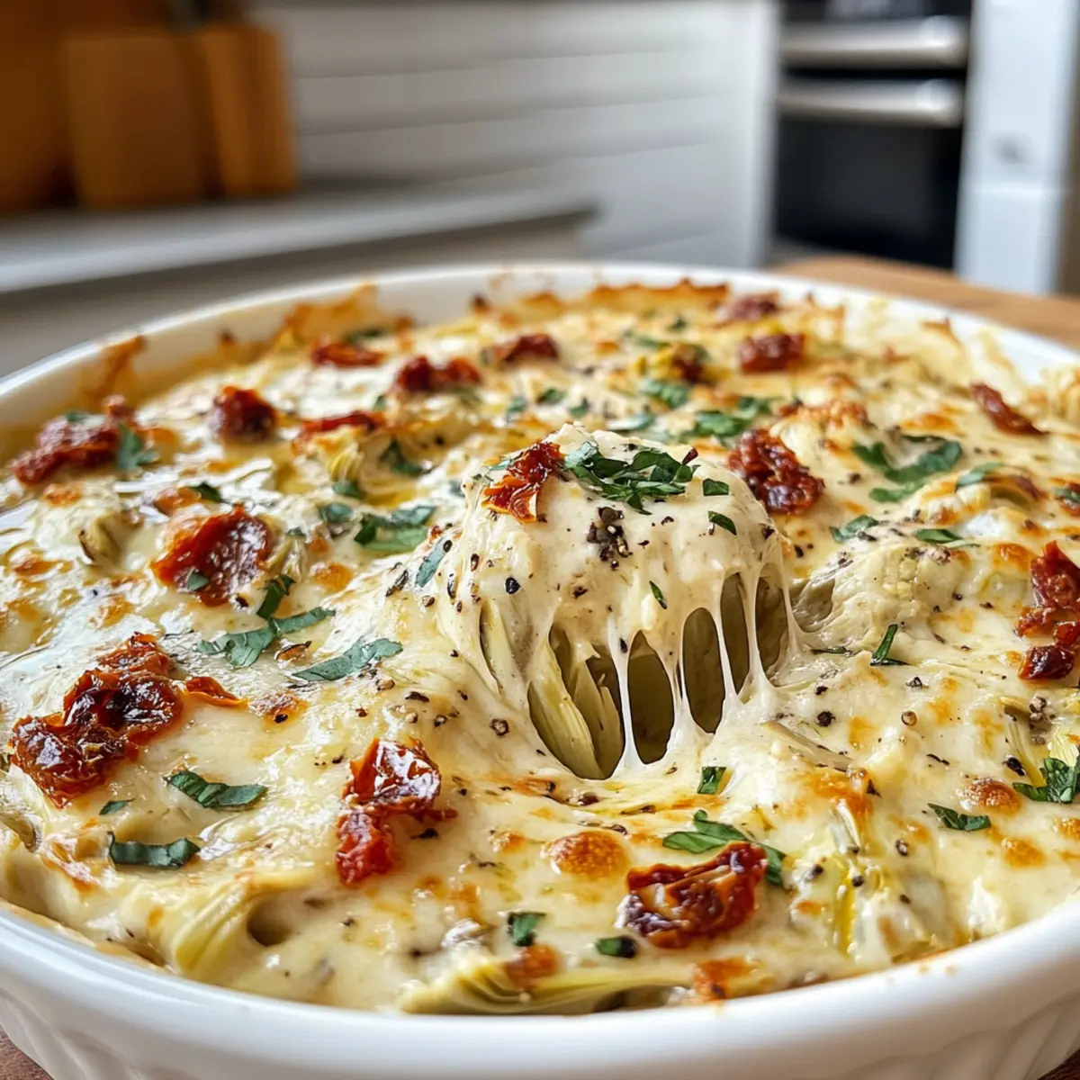 Irresistible Creamy 5 Ingredient Artichoke and Sun-Dried Tomato Dip