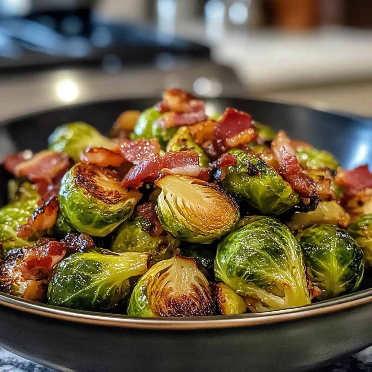 Irresistible Savory Maple Roasted Brussels Sprouts with Bacon