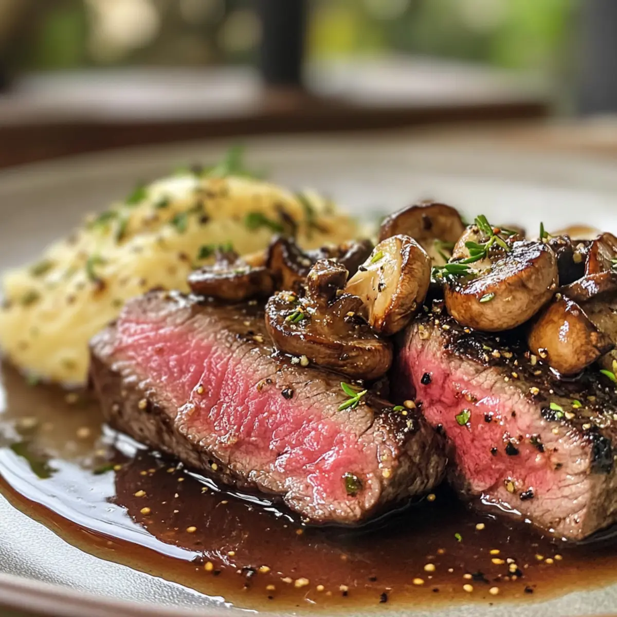 Indulge in Rich Mushroom and Peppercorn Crusted Steak Delight