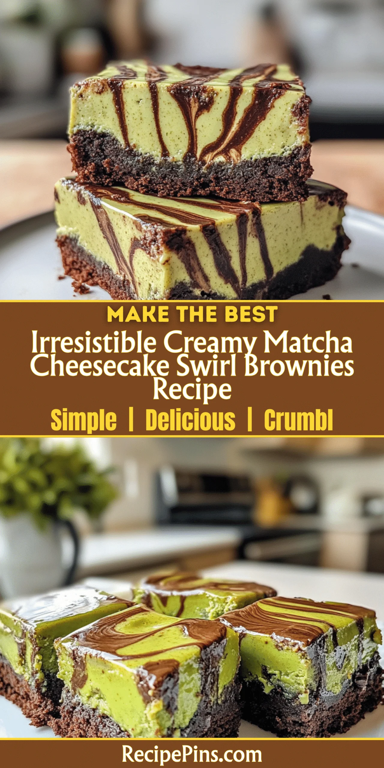 Irresistible Creamy Matcha Cheesecake Swirl Brownies Recipe