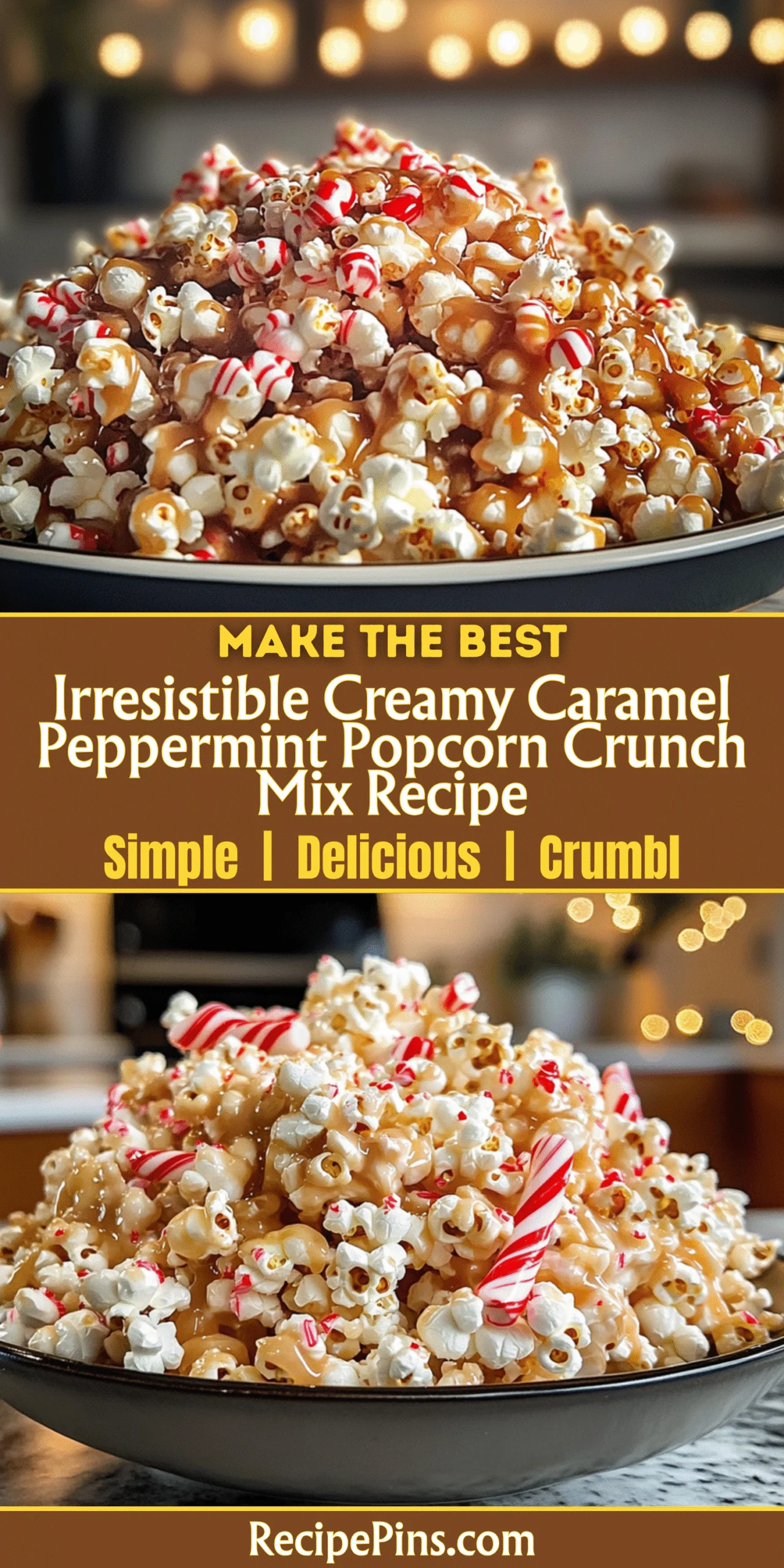 Irresistible Creamy Caramel Peppermint Popcorn Crunch Mix Recipe