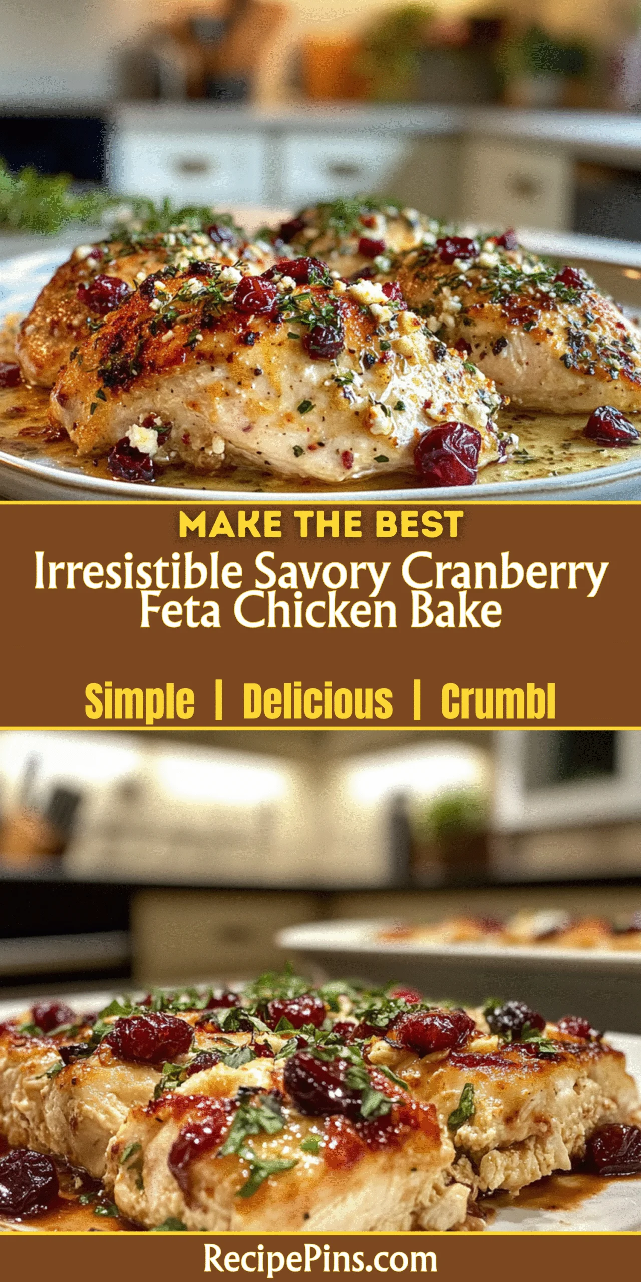 Irresistible Savory Cranberry Feta Chicken Bake