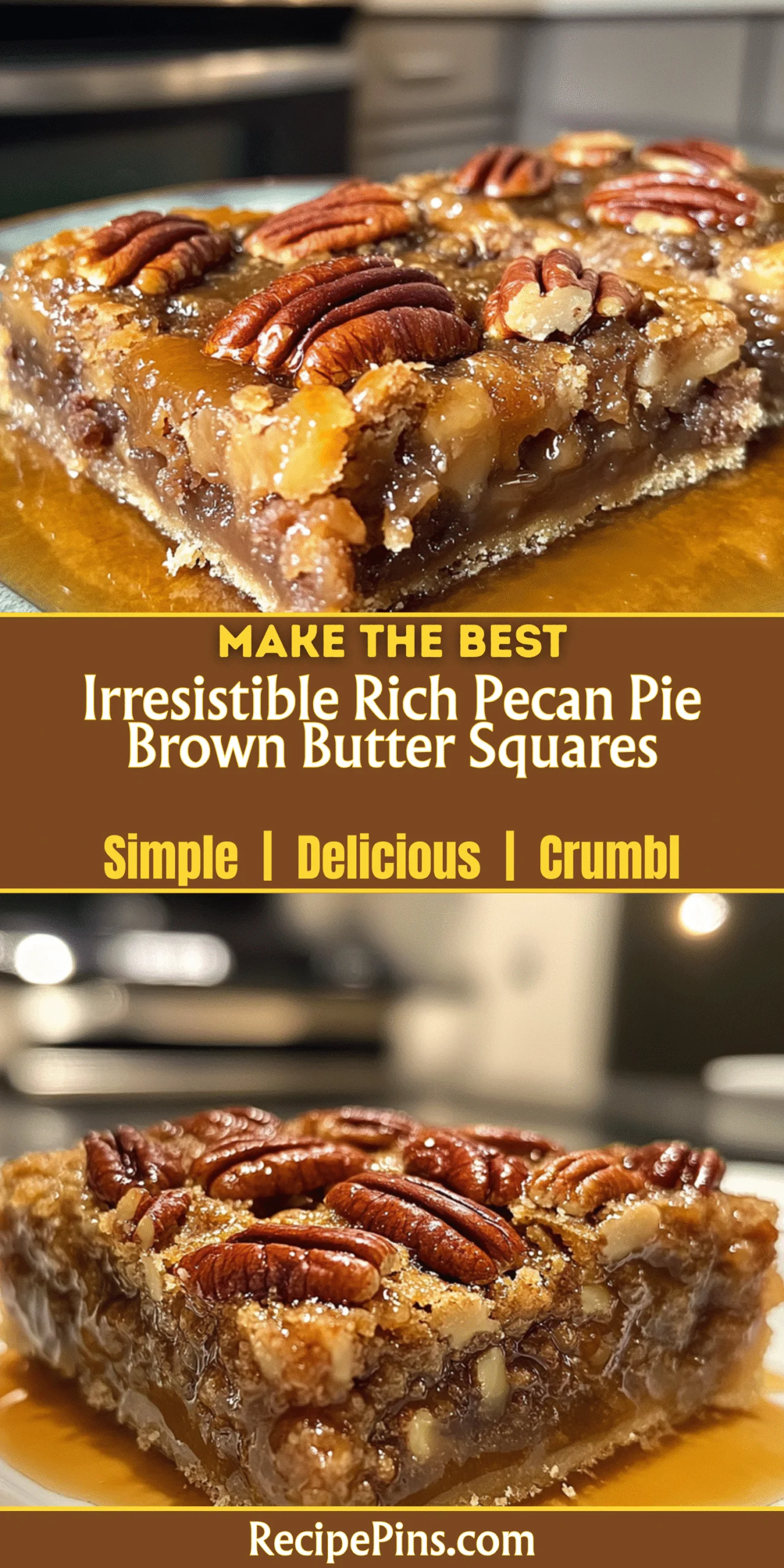 Irresistible Rich Pecan Pie Brown Butter Squares