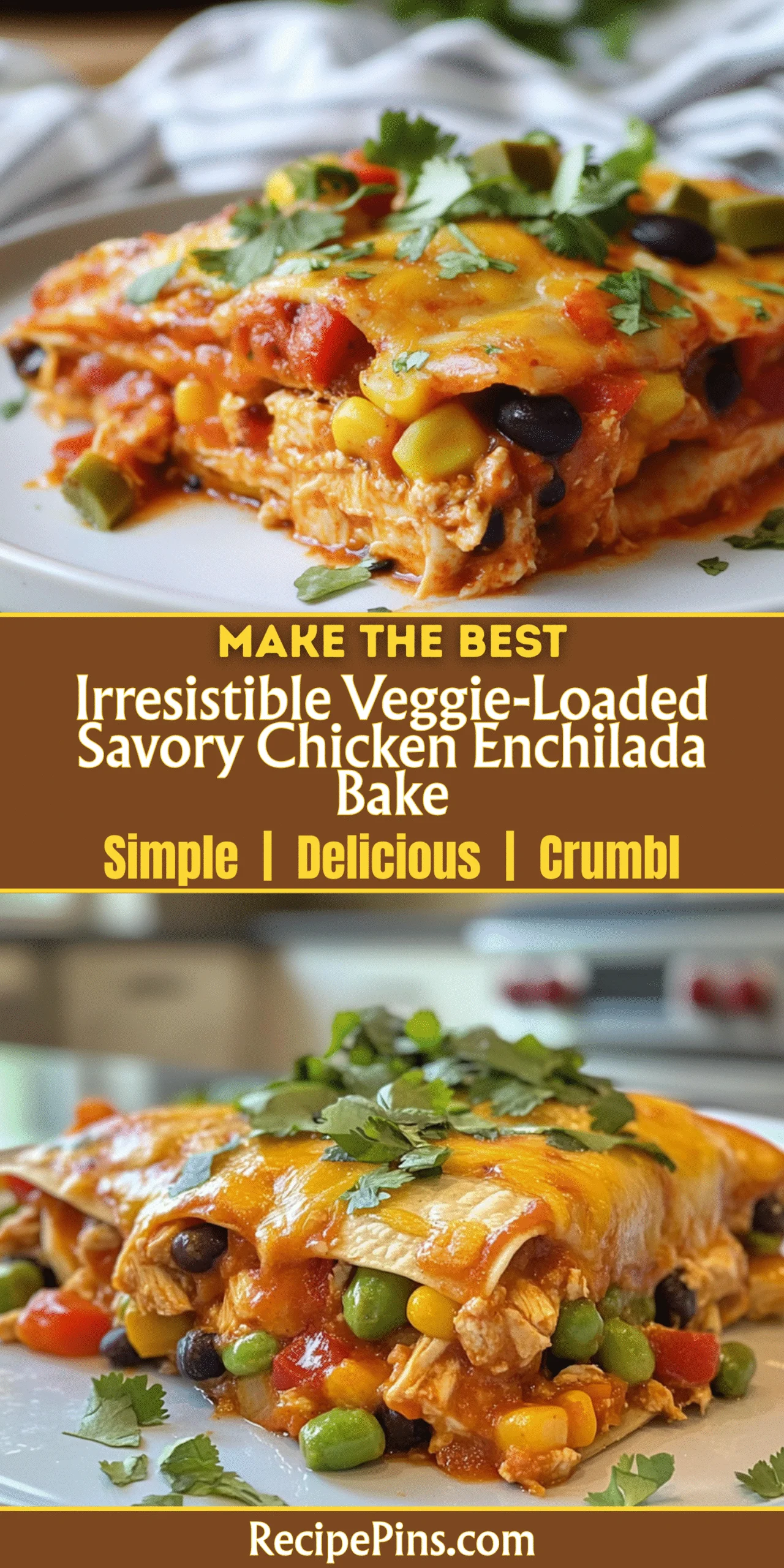 Irresistible Veggie-Loaded Savory Chicken Enchilada Bake