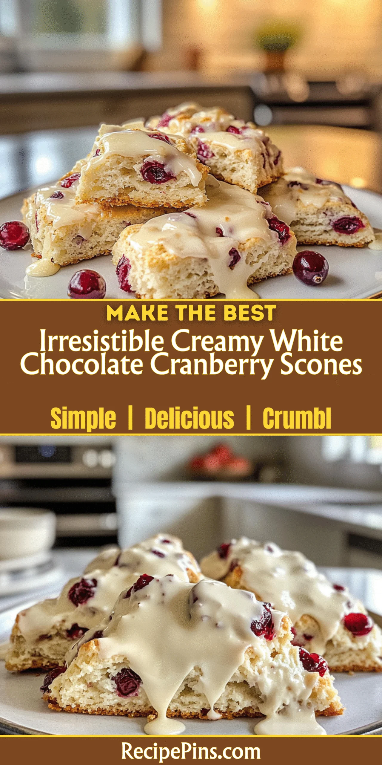 Irresistible Creamy White Chocolate Cranberry Scones