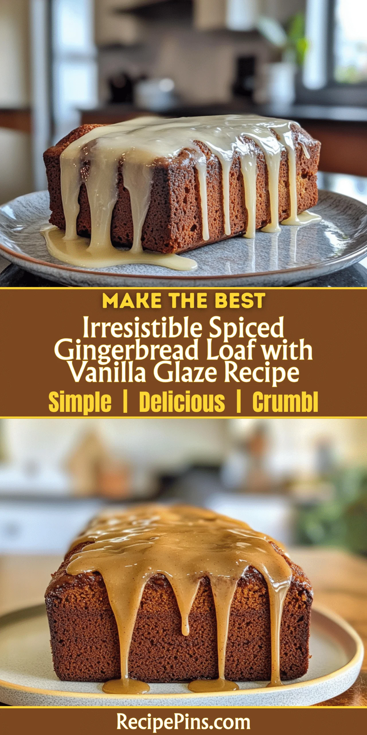 Irresistible Spiced Gingerbread Loaf with Vanilla Glaze Recipe