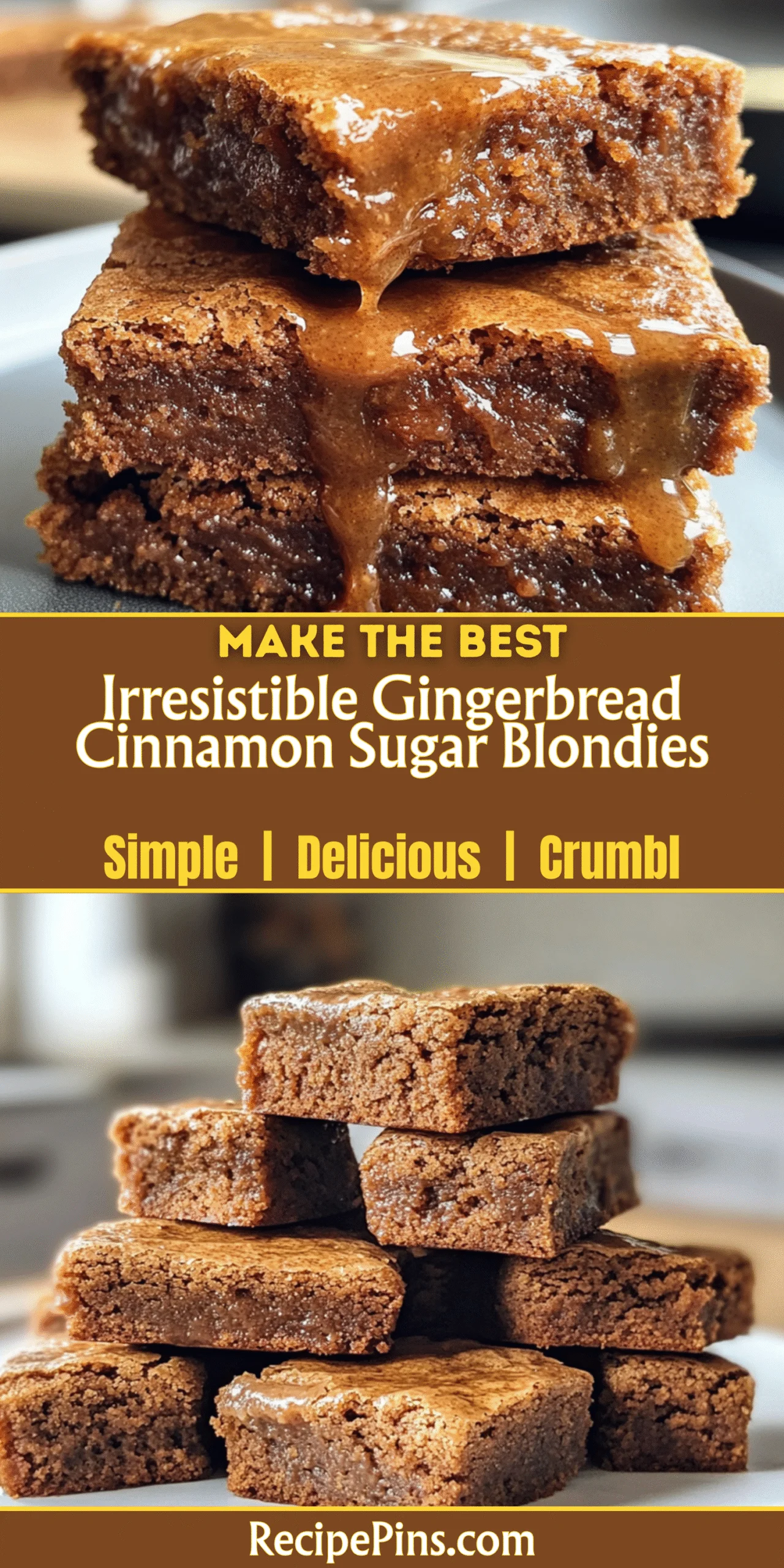 Irresistible Gingerbread Cinnamon Sugar Blondies