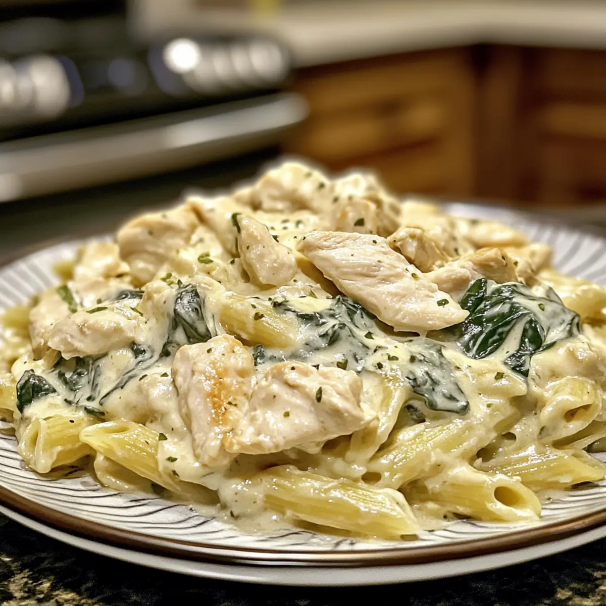 Creamy Ultimate Spinach and Artichoke Chicken Pasta Delight