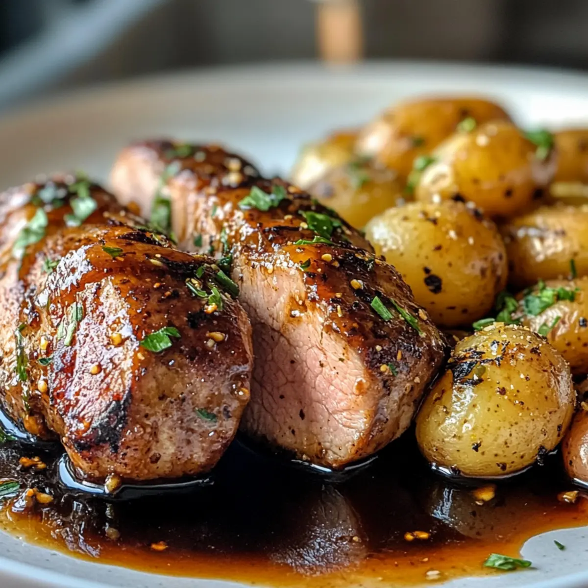 Irresistible Balsamic Glazed Pork Tenderloin with Savory Baby Potatoes